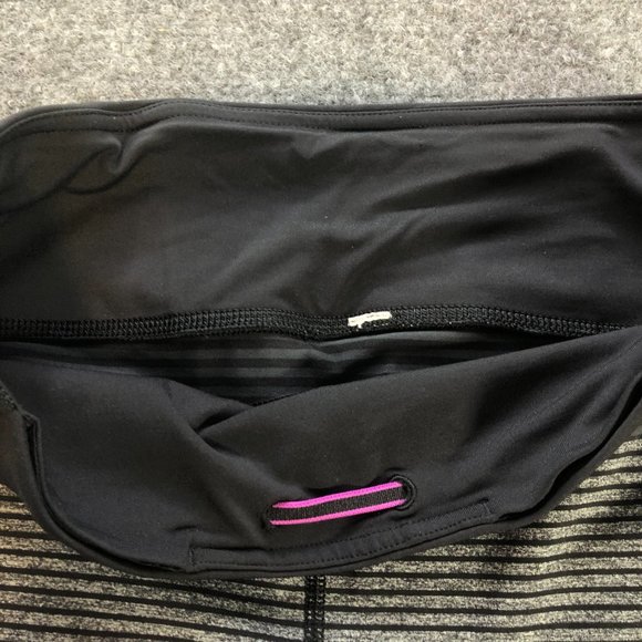 Lululemon Leggings Women 6 Black STriped Mid Rise Back Pocket Speed Up Tight 31" - Picture 3 of 11